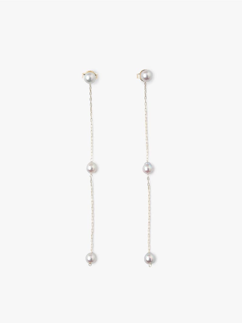 14kt Akoya Gray Pearl Chain Drop Pierced Earrings 詳細画像 other 1