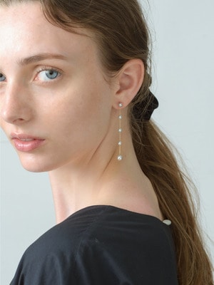 14kt Akoya Gray Pearl Chain Drop 2way Pierced Earrings 詳細画像 other