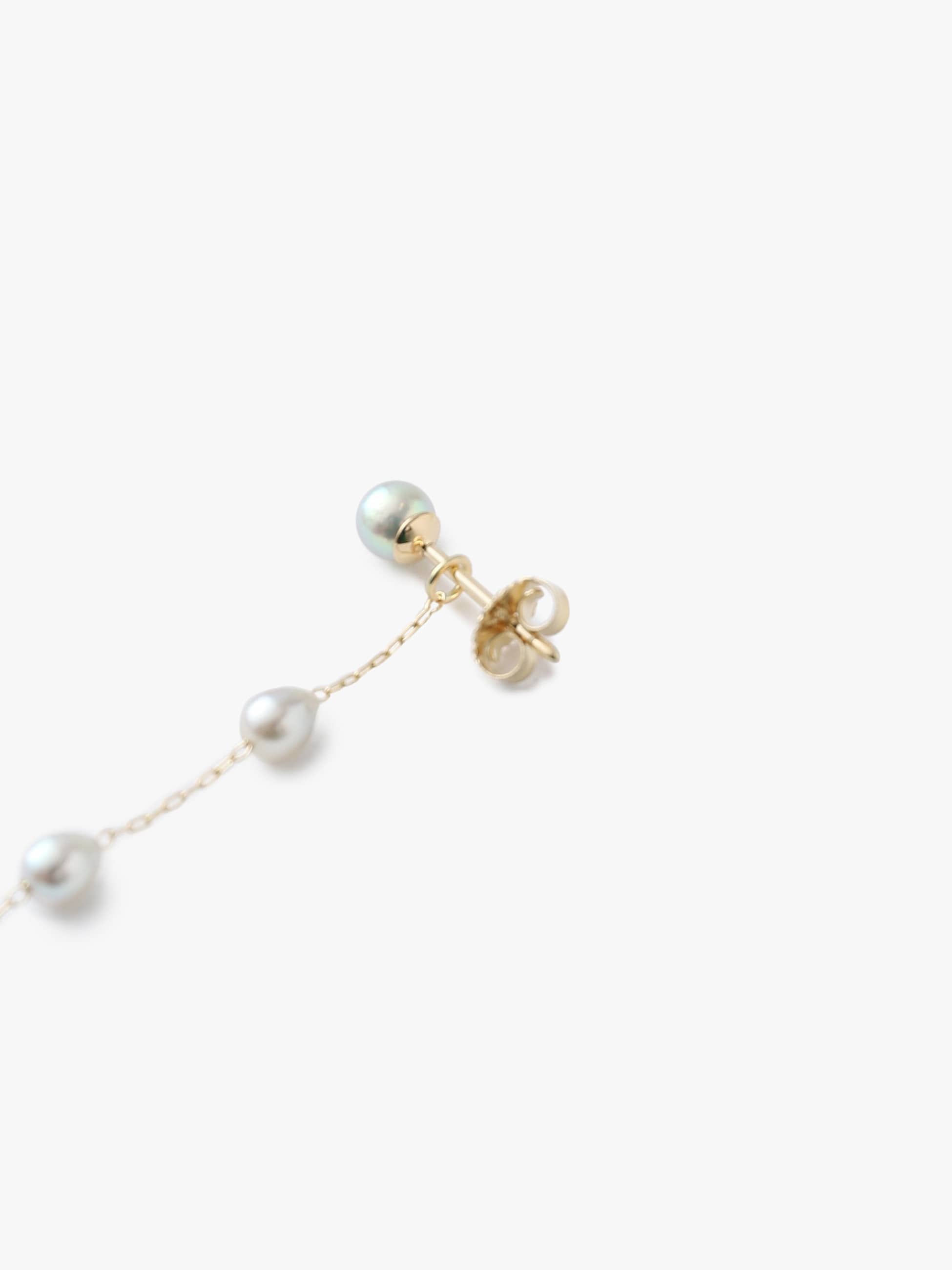 14kt Akoya Gray Pearl Chain Drop 2way Pierced Earrings｜MIZUKI