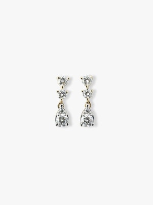 14kt Victoria P with White Diamond Pierced Earrings 詳細画像 yellow gold