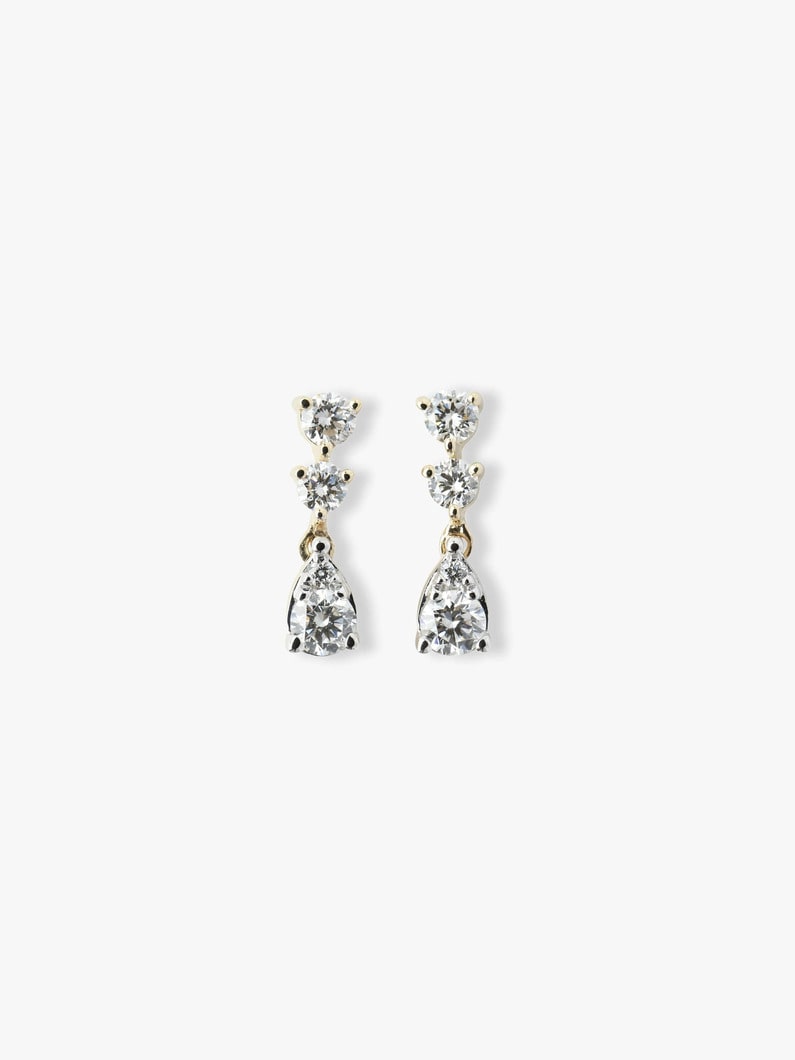 14kt Victoria P with White Diamond Pierced Earrings 詳細画像 yellow gold 1