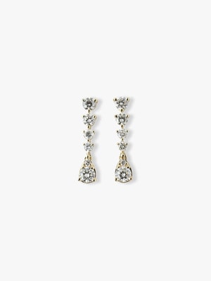 14kt Victoria M with White Diamond Pierced Earrings 詳細画像 yellow gold