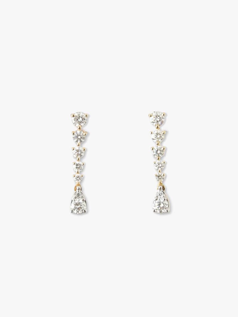 14K Victoria White Diamond Pierced Earrings 詳細画像 yellow gold 2