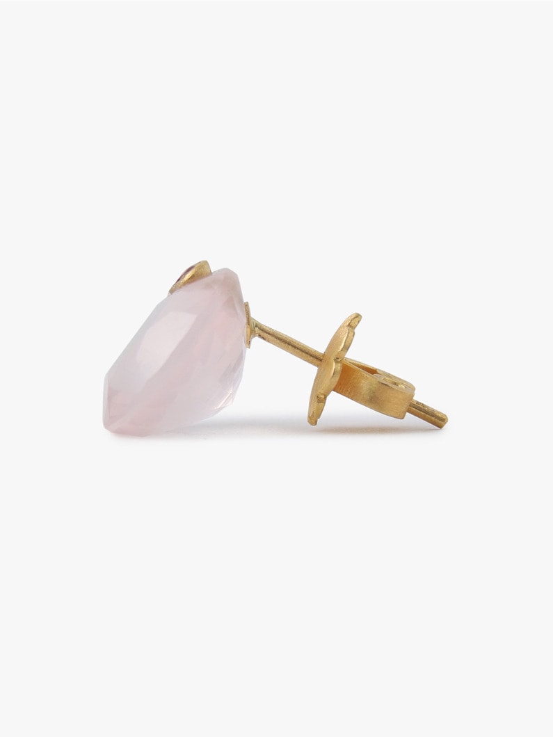 Round Gem Pierced Earrings (rose quartz＆pinku spphire) 詳細画像 gold 4