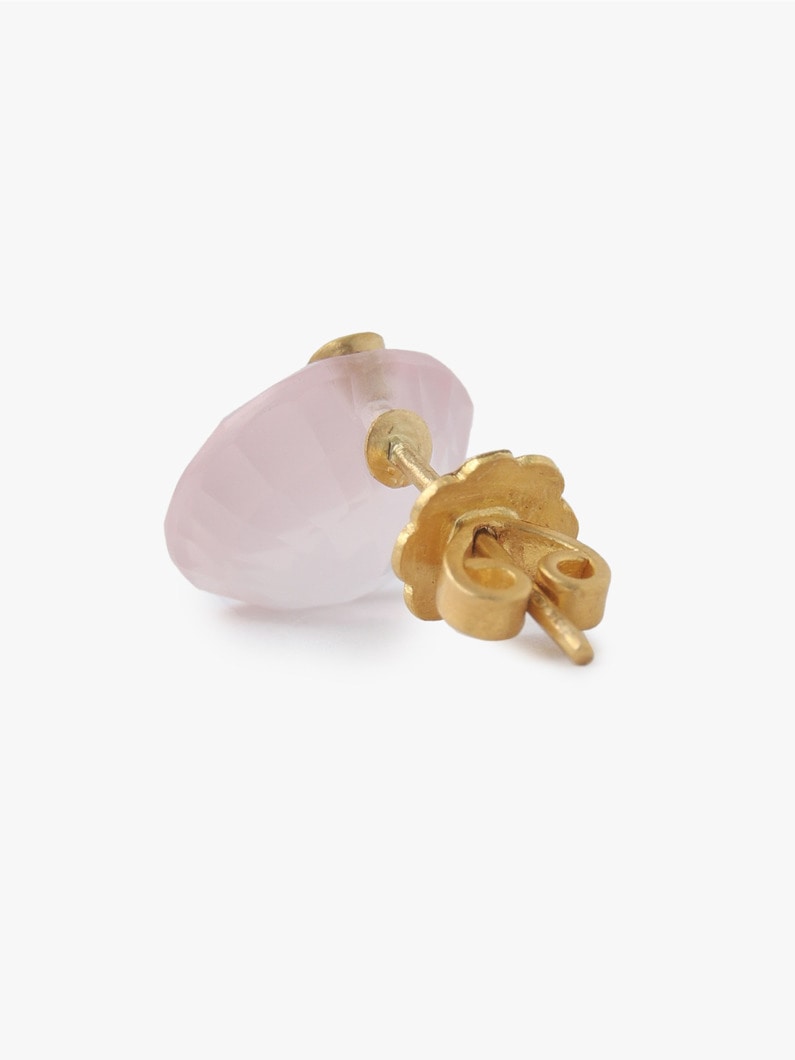Round Gem Pierced Earrings (rose quartz＆pinku spphire) 詳細画像 gold 5
