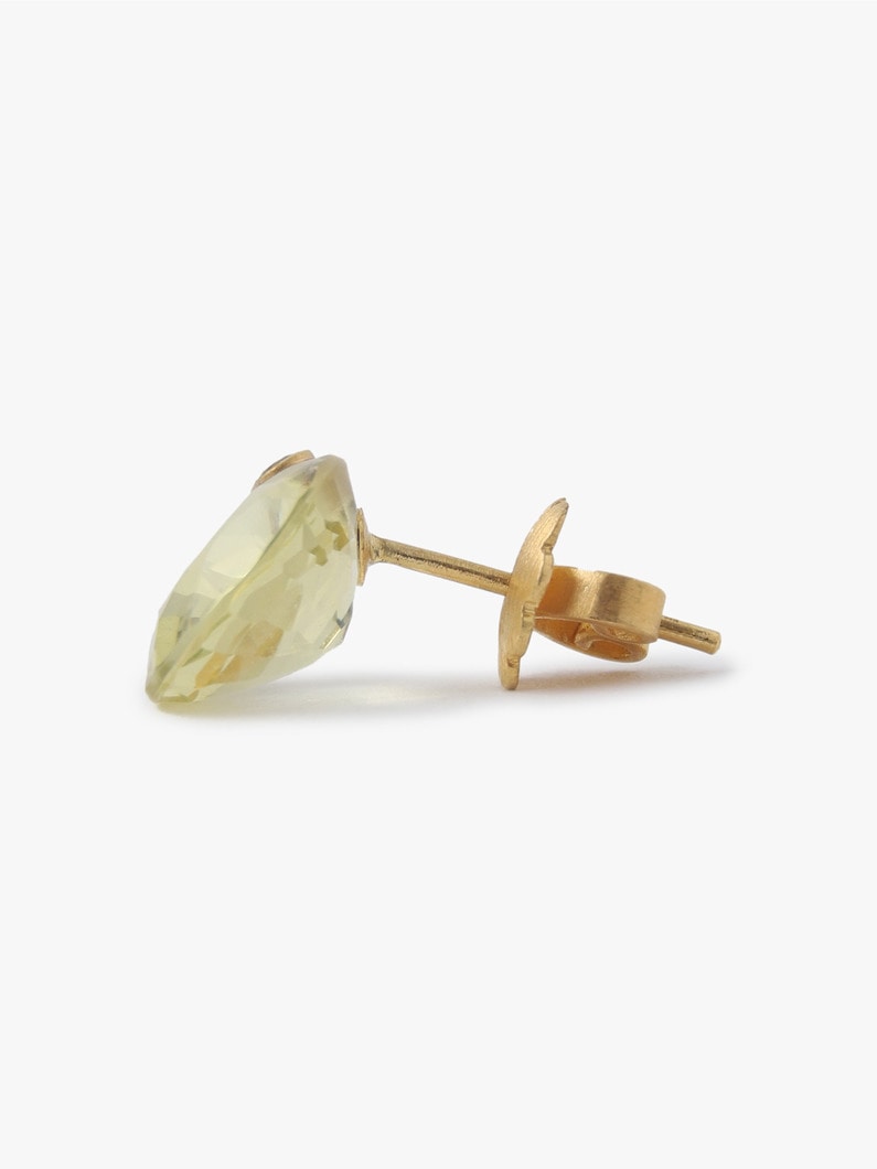 Round Gem Pierced Earrings (lemon quartz＆yellow sapphire) 詳細画像 gold 3