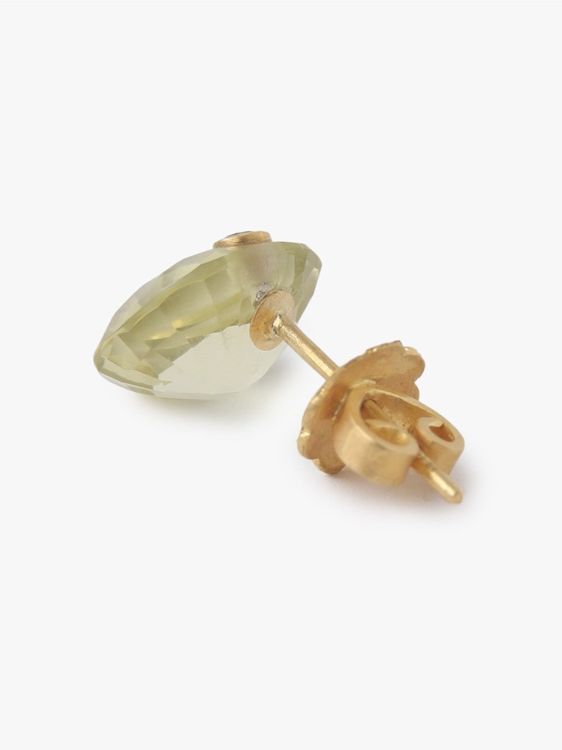 Round Gem Pierced Earrings (lemon quartz＆yellow sapphire) 詳細画像 gold 4
