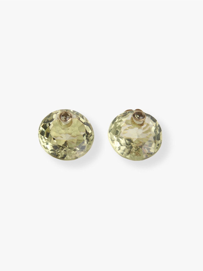Round Gem Pierced Earrings (lemon quartz＆yellow sapphire) 詳細画像 gold 2