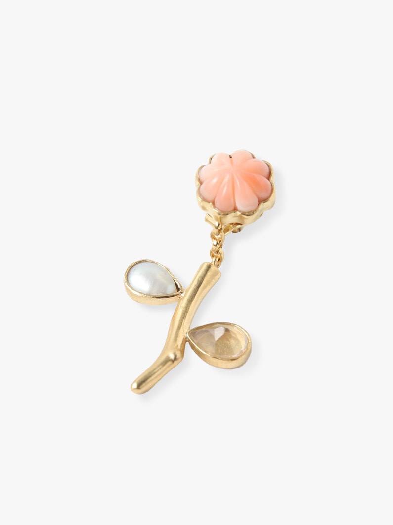 Flower Stem＆Chain Detachable Drop Pierced Earrings 詳細画像 gold 4
