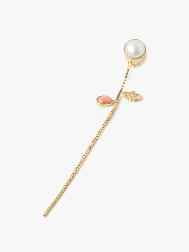Flower Stem＆Chain Detachable Drop Pierced Earrings 詳細画像 gold 5