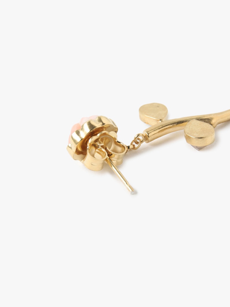 Flower Stem＆Chain Detachable Drop Pierced Earrings 詳細画像 gold 6