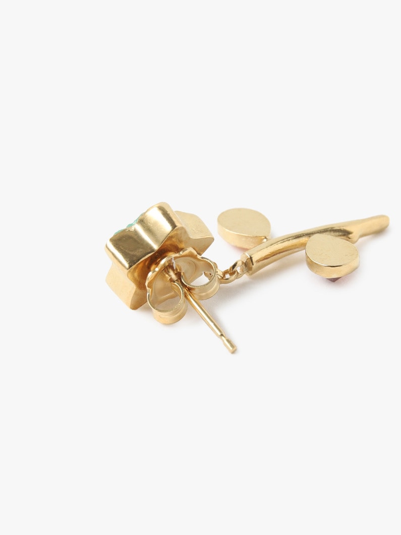 Flower Stem＆Chain Detachable Drop Pierced Earrings (star motif) 詳細画像 gold 6
