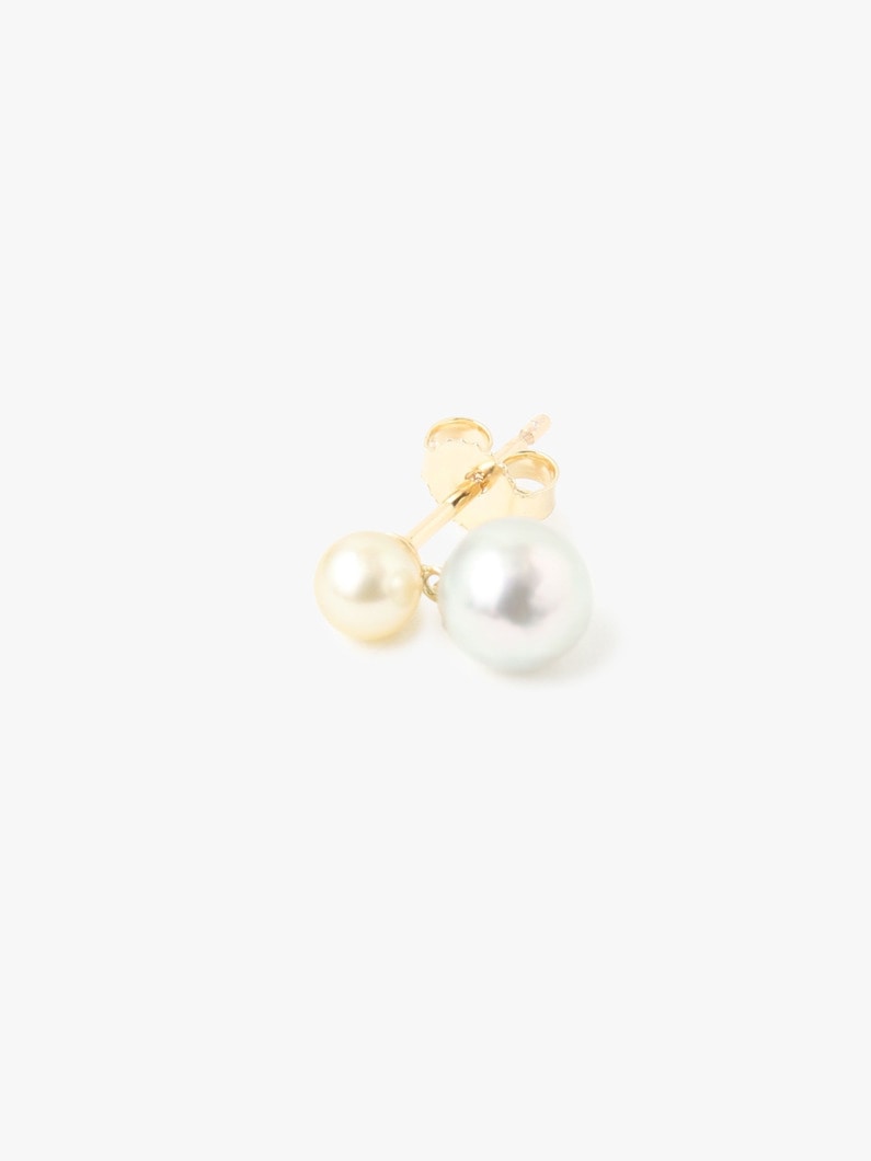 14kt Pale Gold Akoya Pearl And Gray Akoya Pierced Earrings 詳細画像 other 3