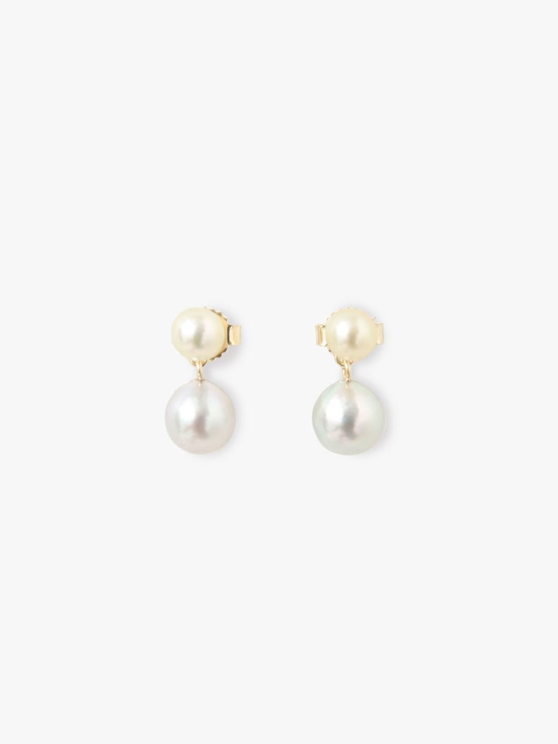 14kt Pale Gold Akoya Pearl And Gray Akoya Pierced Earrings 詳細画像 other 1