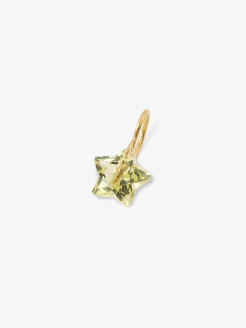 22K Yellow Gold Small Star Pierced Earrings (Lemon Quartz) 詳細画像 gold 1