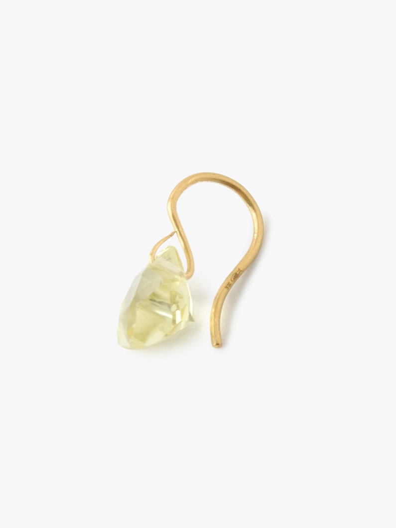 22K Yellow Gold Small Star Pierced Earrings (Lemon Quartz) 詳細画像 gold 3