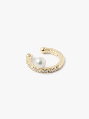 14kt Diamond And Offset Gray Pearl Ear Cuff(Small) 詳細画像 other
