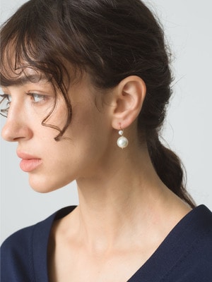 14kt Double Pearl Drop Pierced Earrings 詳細画像 other