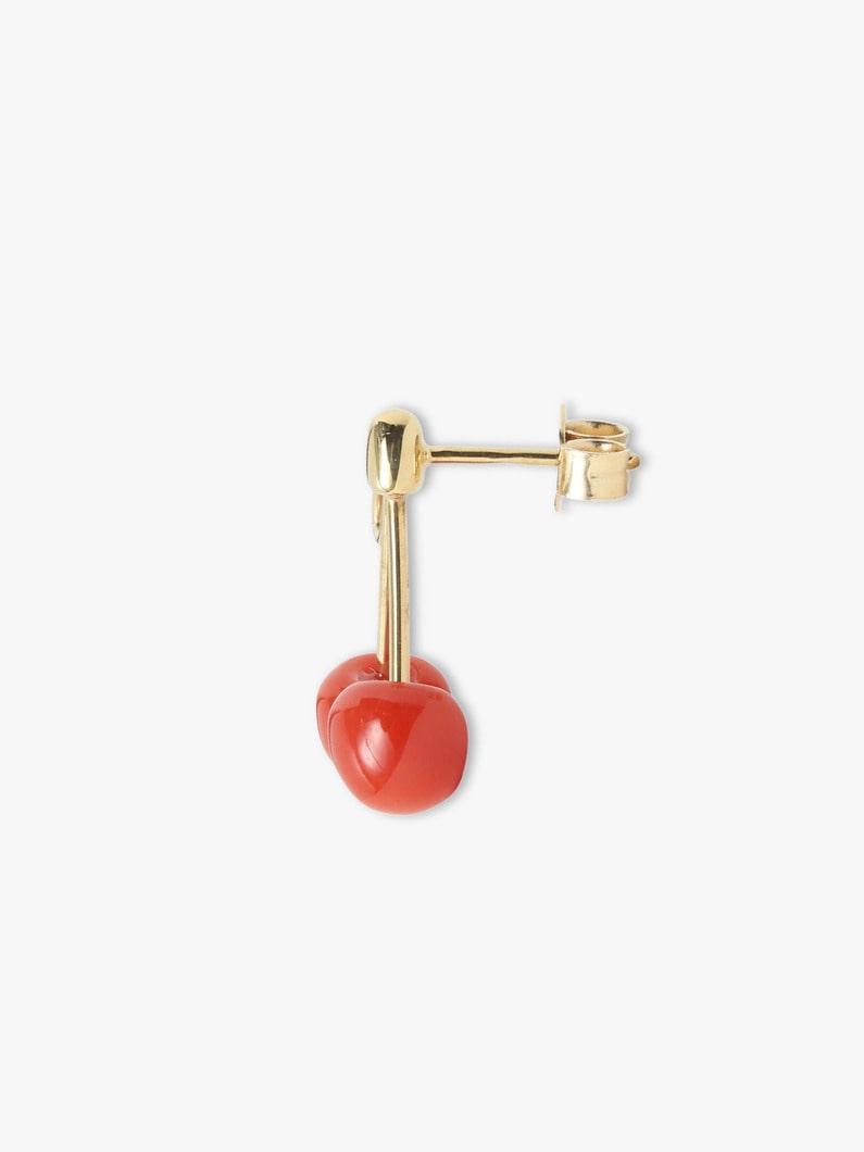 Cherry Red Coral Pierced Earrings 詳細画像 gold 2