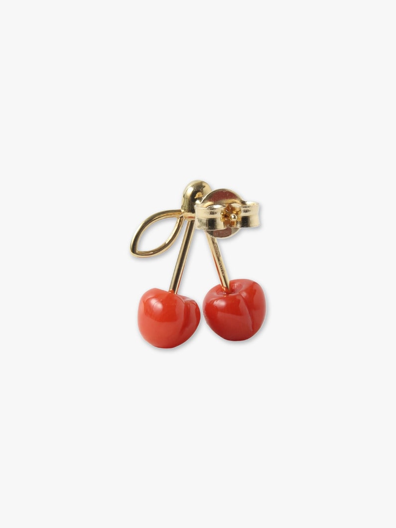 Cherry Red Coral Pierced Earrings 詳細画像 gold 3