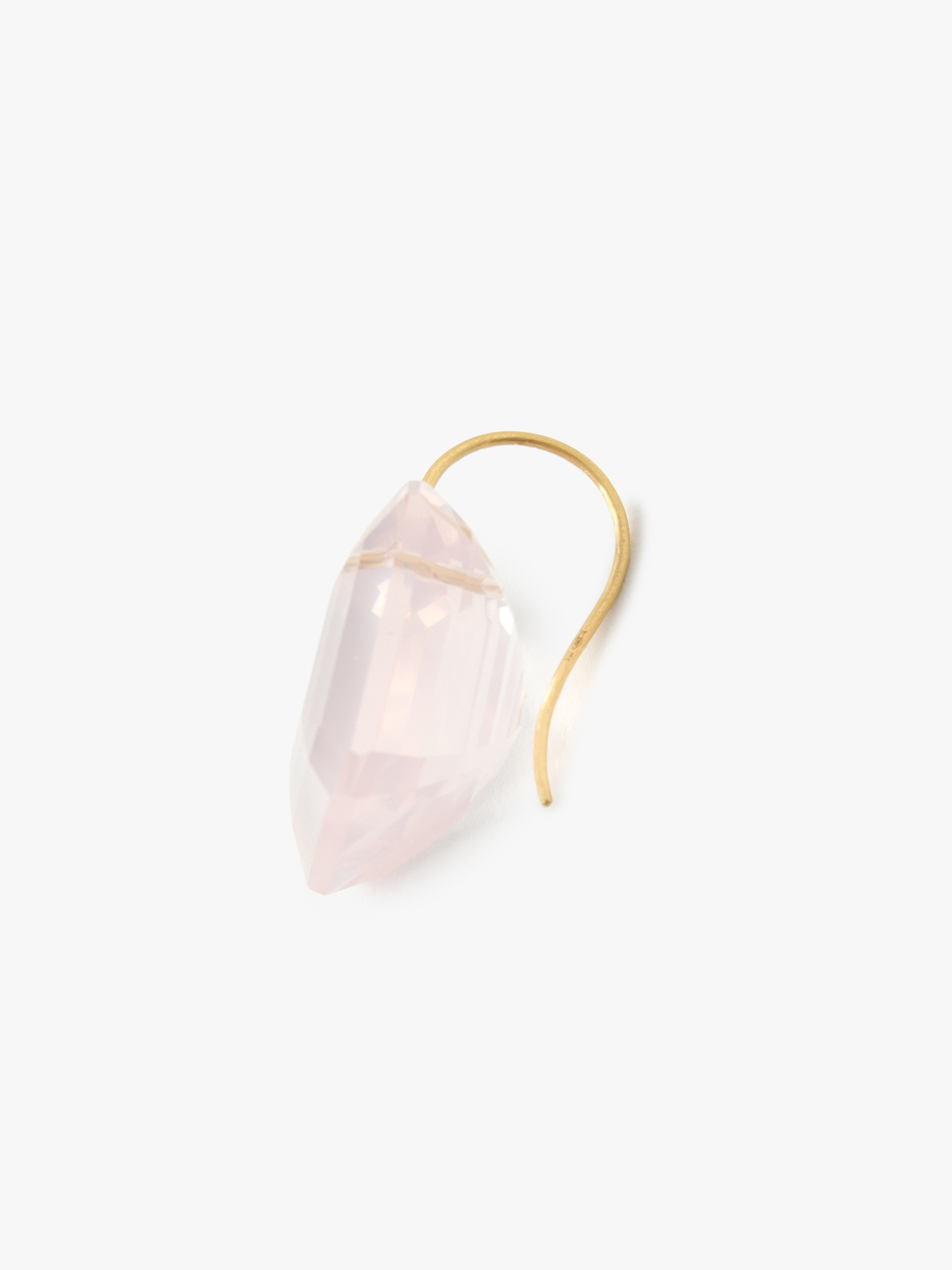 22K Yellow Gold Summer Pierced Earrings (Rose Quartz)｜MARIE 