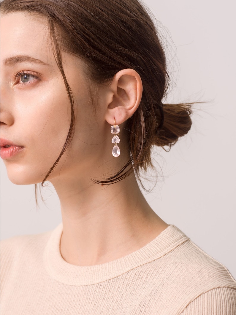 Jemima Pierced Earrings (rose quartz) 詳細画像 gold 1