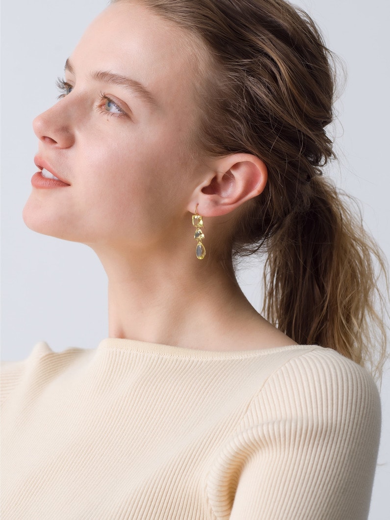 Jemima Pierced Earrings (Lemon quartz) 詳細画像 gold 2