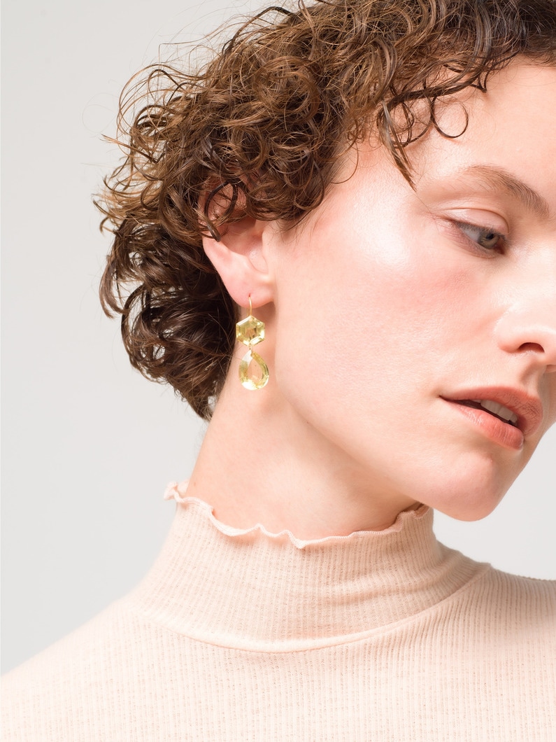 Bianca Pierced Earrings (Lemon quartz) 詳細画像 gold 2