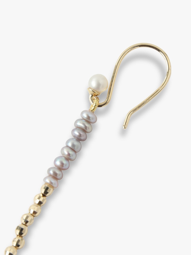 14kt Long Dancing Gray Pearl with Gold Accent Pierced Earrings 詳細画像 other 5