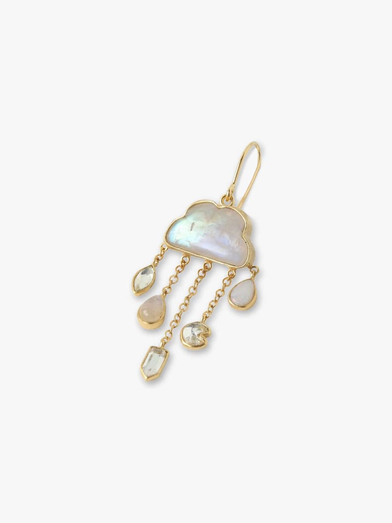 Cloud＆Rain Chain Drop Pierced Earrings (moonstone) 詳細画像 gold 2