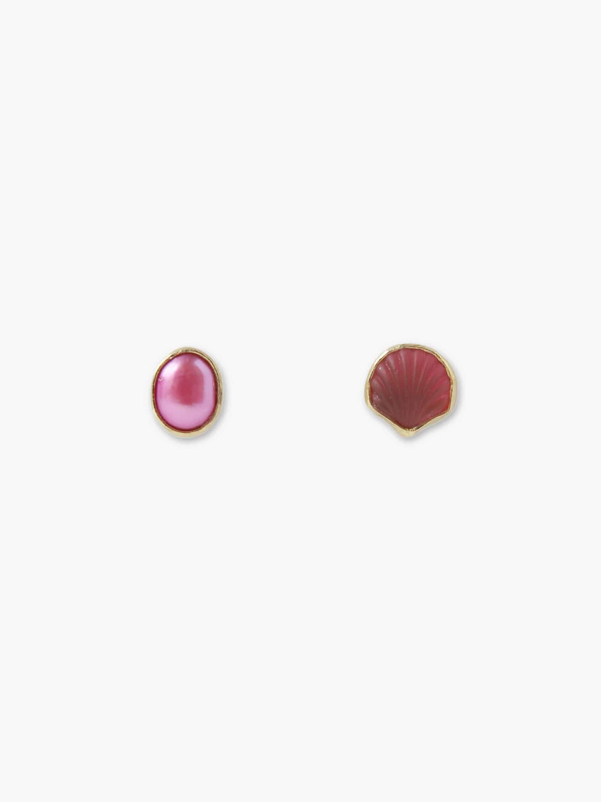 Detachable Drop Pierced Earrings (shell＆leaf)｜GRAINNE MORTON