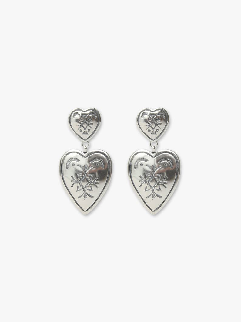 Silver Two Heart Pierced Earrings 詳細画像 silver 1