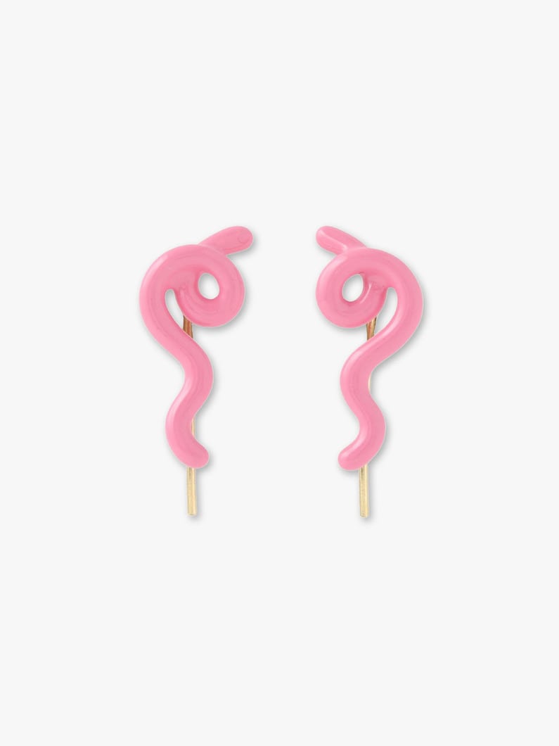 Short Wave Pierced Earrings 詳細画像 pink 1