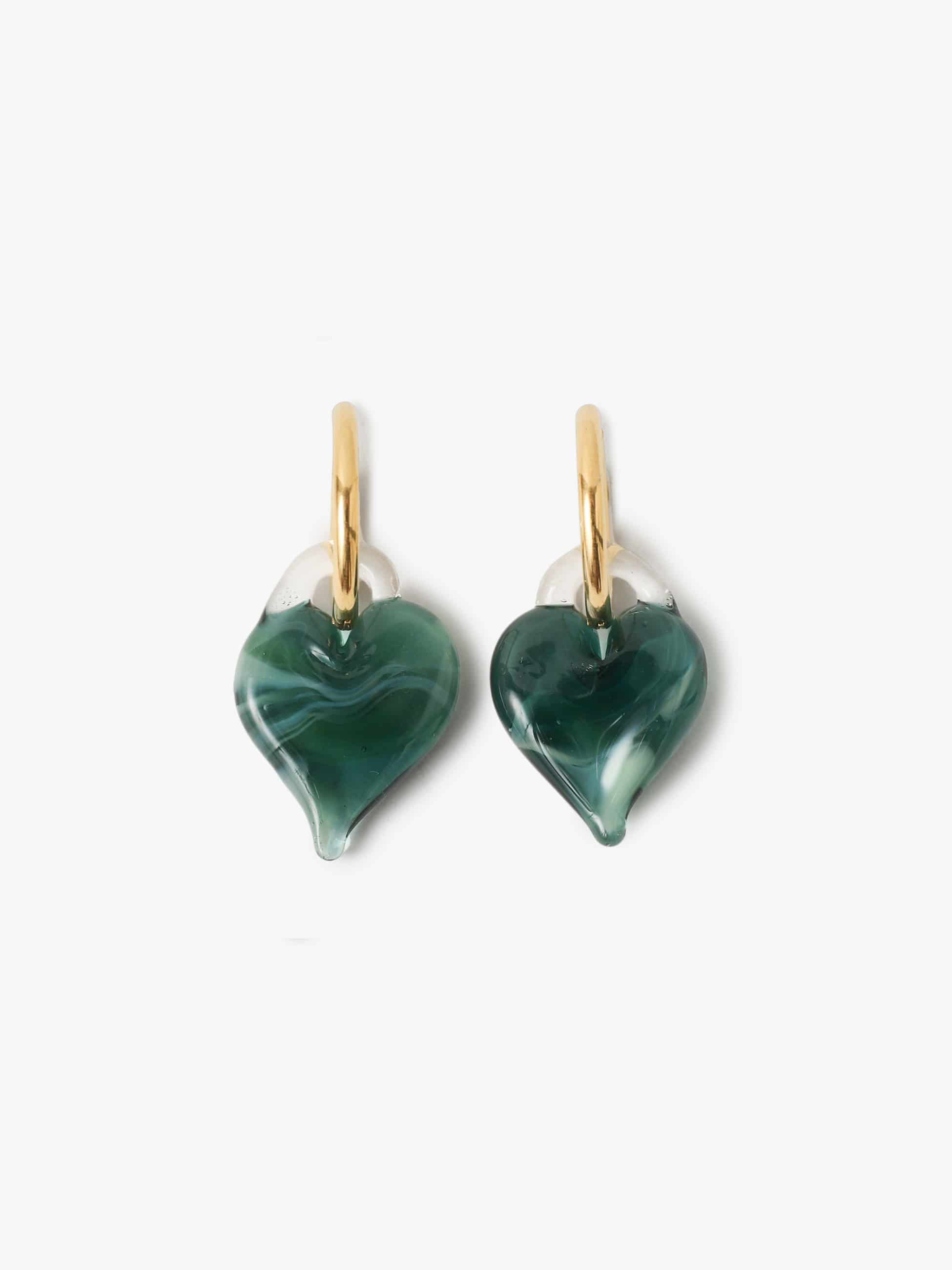 Petrol Heart Glass Pierced Earrings｜LEVENS JEWELS(レヴェンス