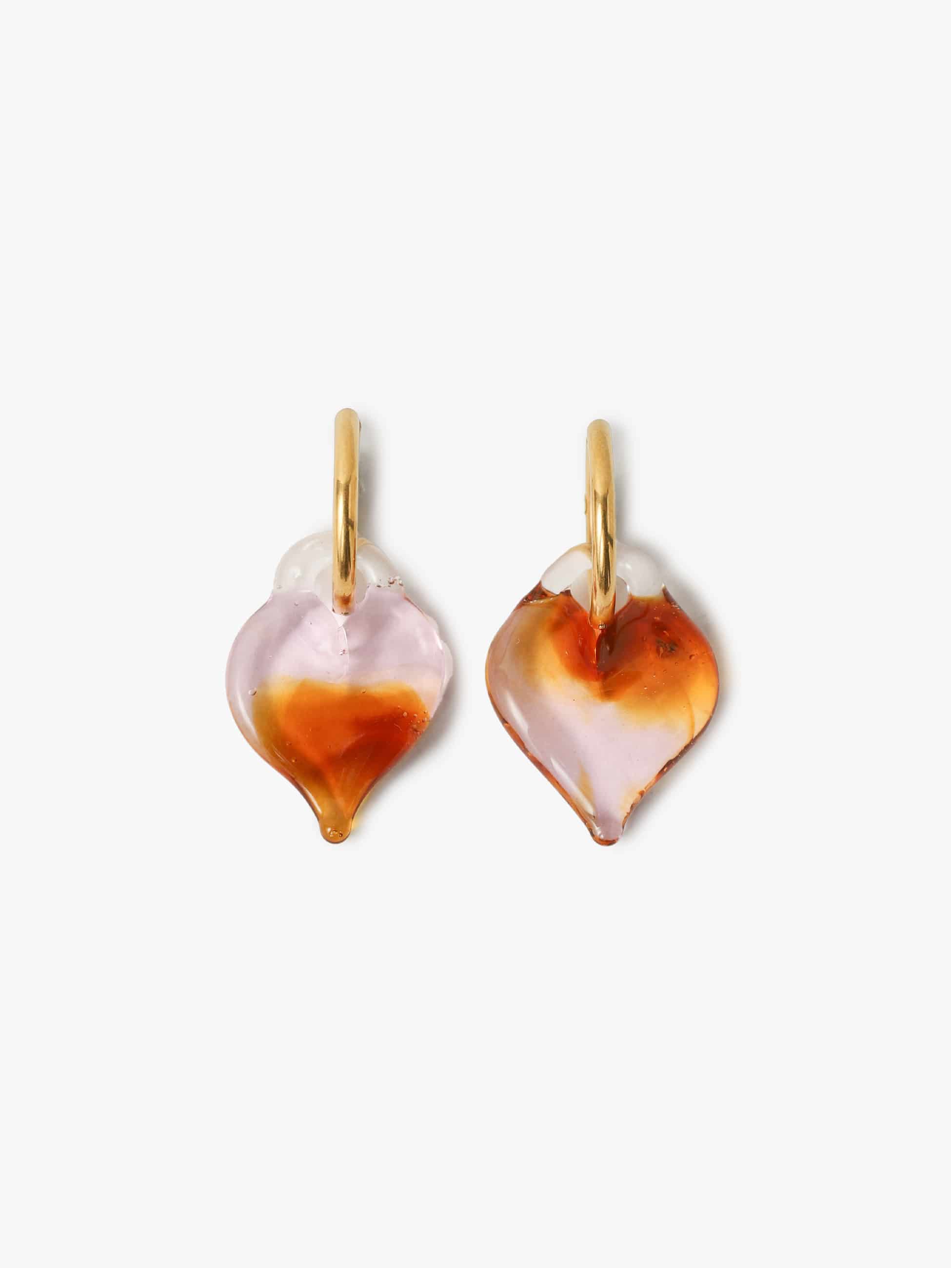 Brown Heart Glass Pierced Earrings｜LEVENS JEWELS(レヴェンス