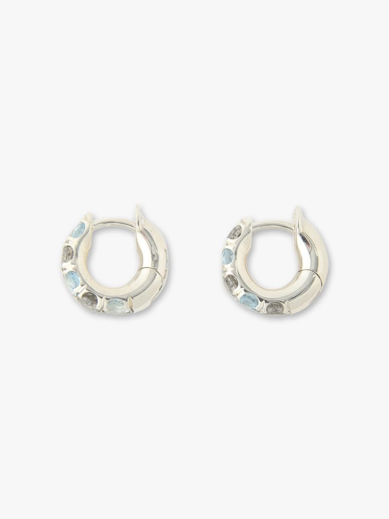 Mini Macro Hoop Pave Pierced Earrings (aquamarine/gray diamond) 詳細画像 other 1