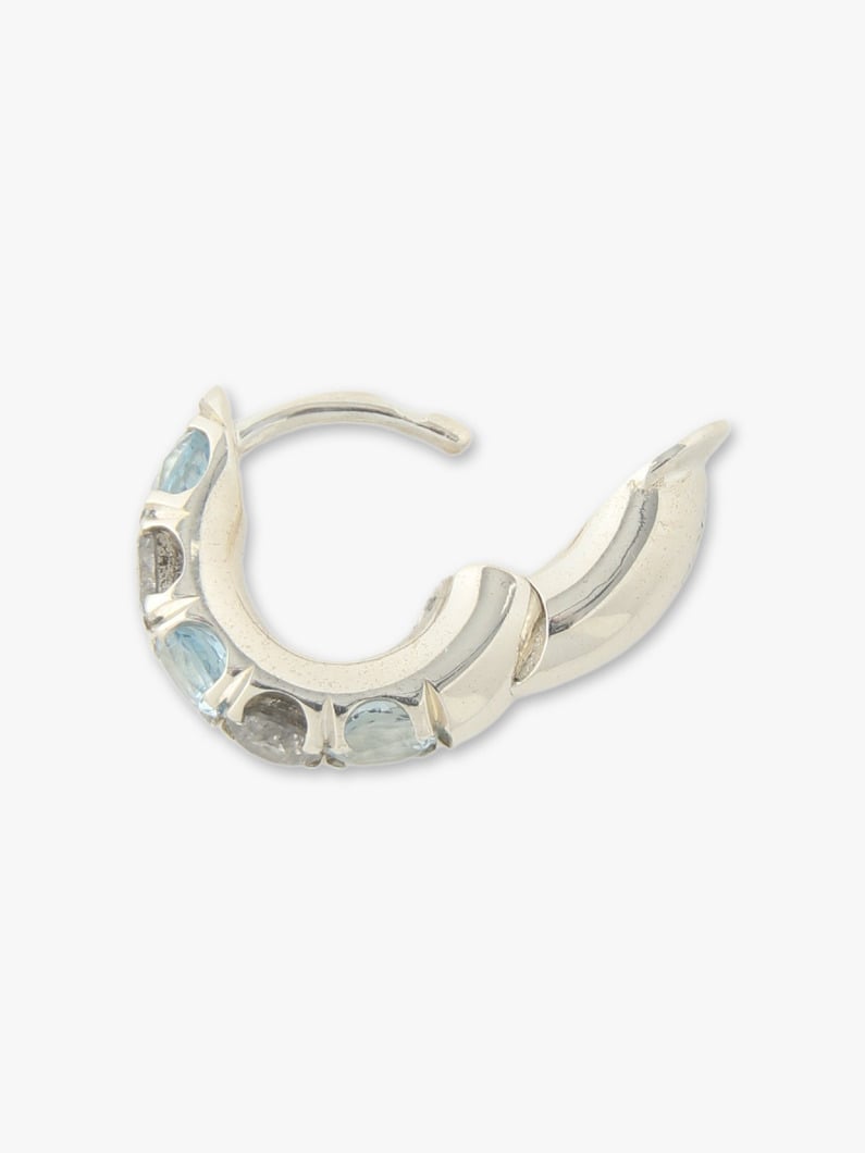 Mini Macro Hoop Pave Pierced Earrings (aquamarine/gray diamond) 詳細画像 other 2