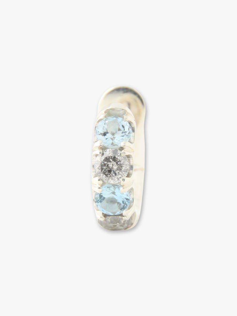 Mini Macro Hoop Pave Pierced Earrings (aquamarine/gray diamond) 詳細画像 other 3