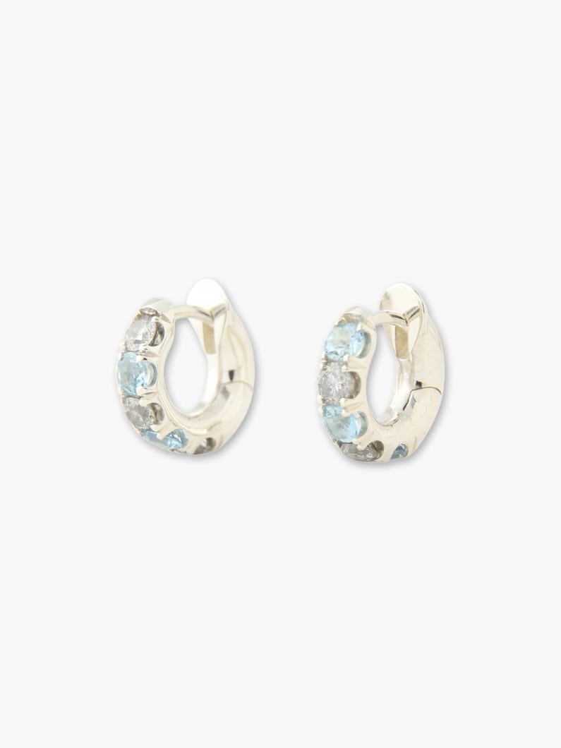 Mini Macro Hoop Pave Pierced Earrings (aquamarine/gray diamond) 詳細画像 other 1