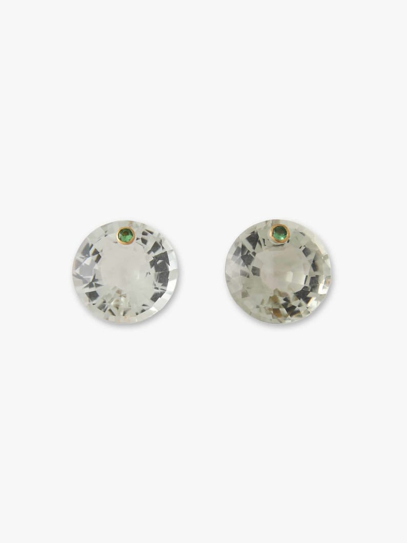Round Gem Pierced Earrings (green quartz＆tsavorite) 詳細画像 gold 3