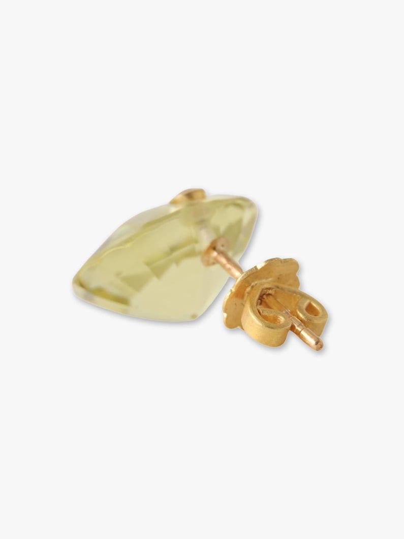 Round Gem Pierced Earrings (lemon quartz＆yellow sapphire) 詳細画像 gold 2