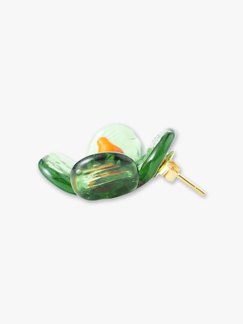 Flower Glass Pierced Earrings (green) 詳細画像 green 2