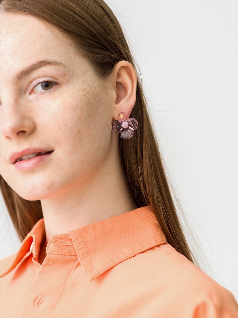 Flower Glass Pierced Earrings (pink) 詳細画像 pink 1