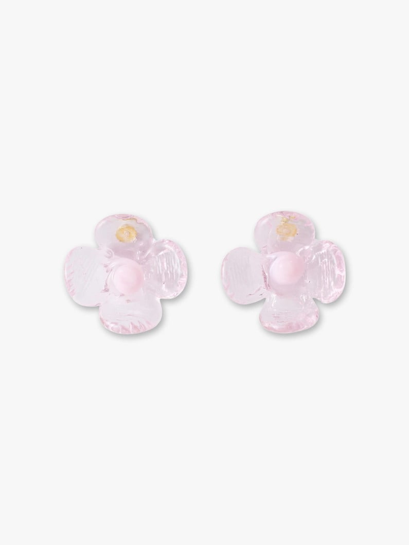 Flower Glass Pierced Earrings (pink) 詳細画像 pink 2