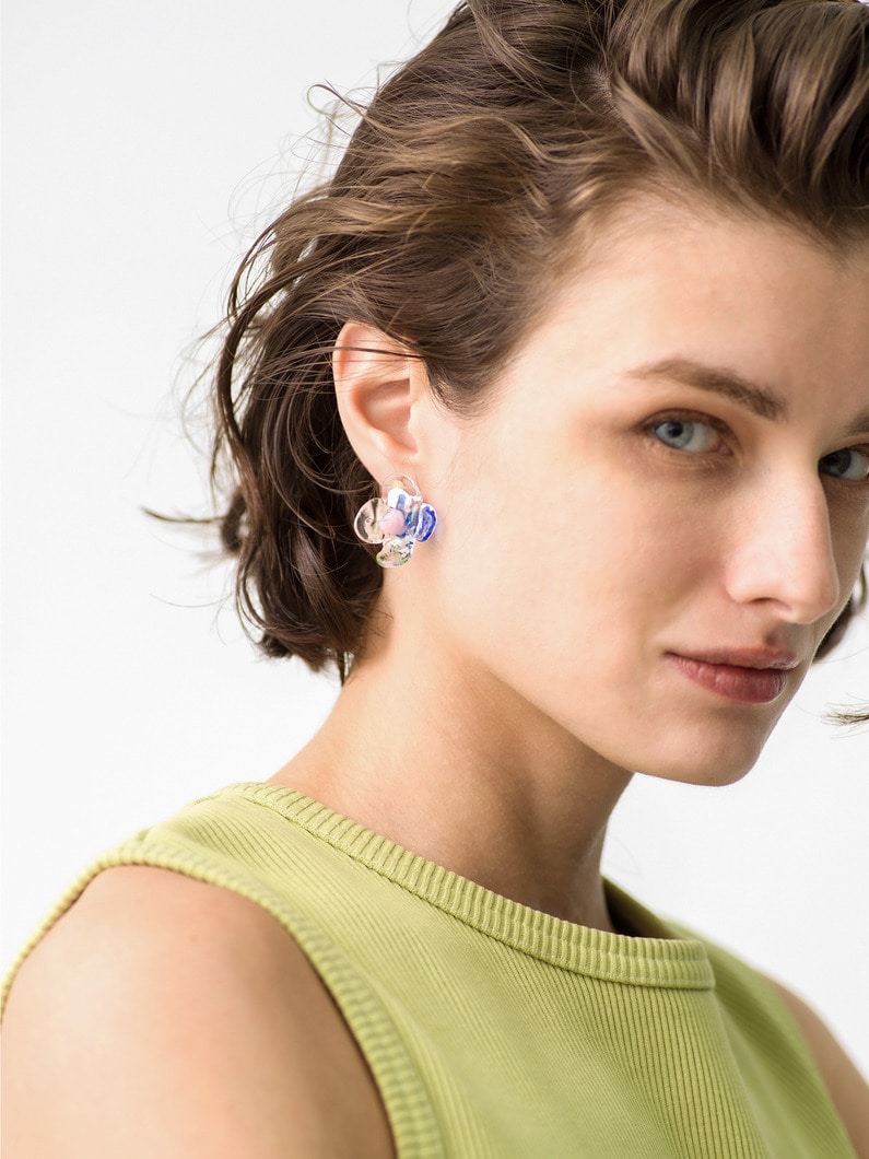 Flower Glass Pierced Earrings (multi) 詳細画像 multi 1
