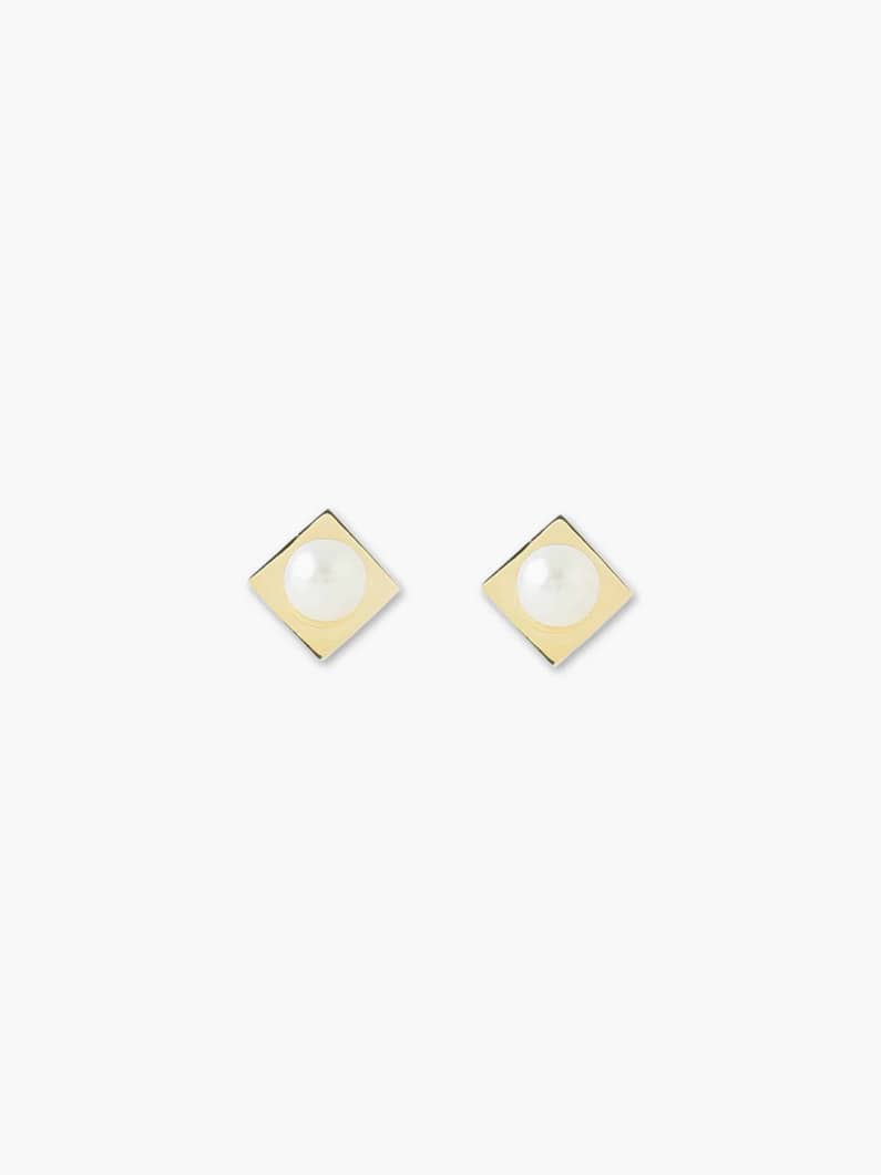 Freshwater Pearl on the Cube Plate Pierced Earrings 詳細画像 other 2