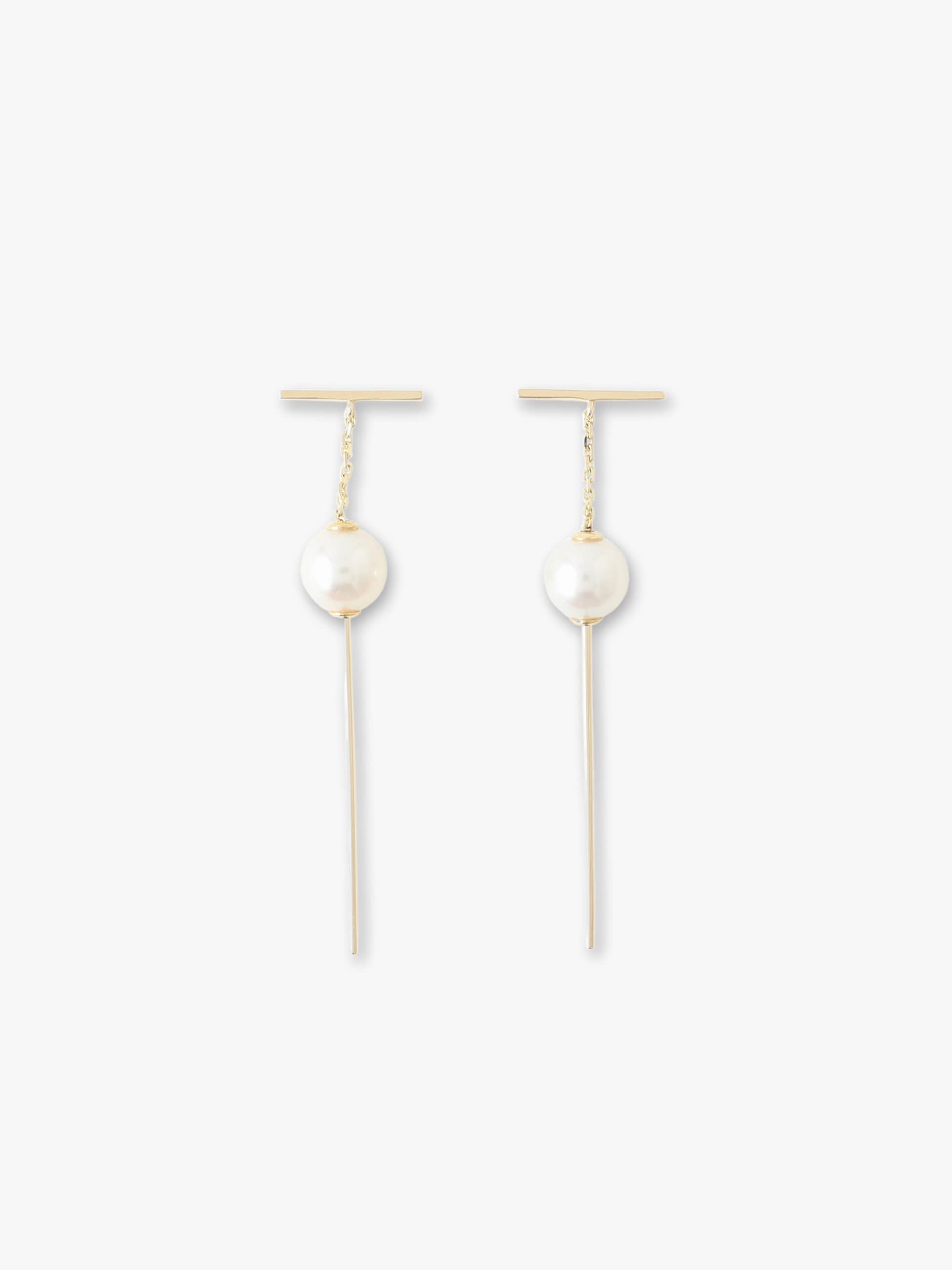 Threaded Freshwater Pearl Bar Pierced Earrings