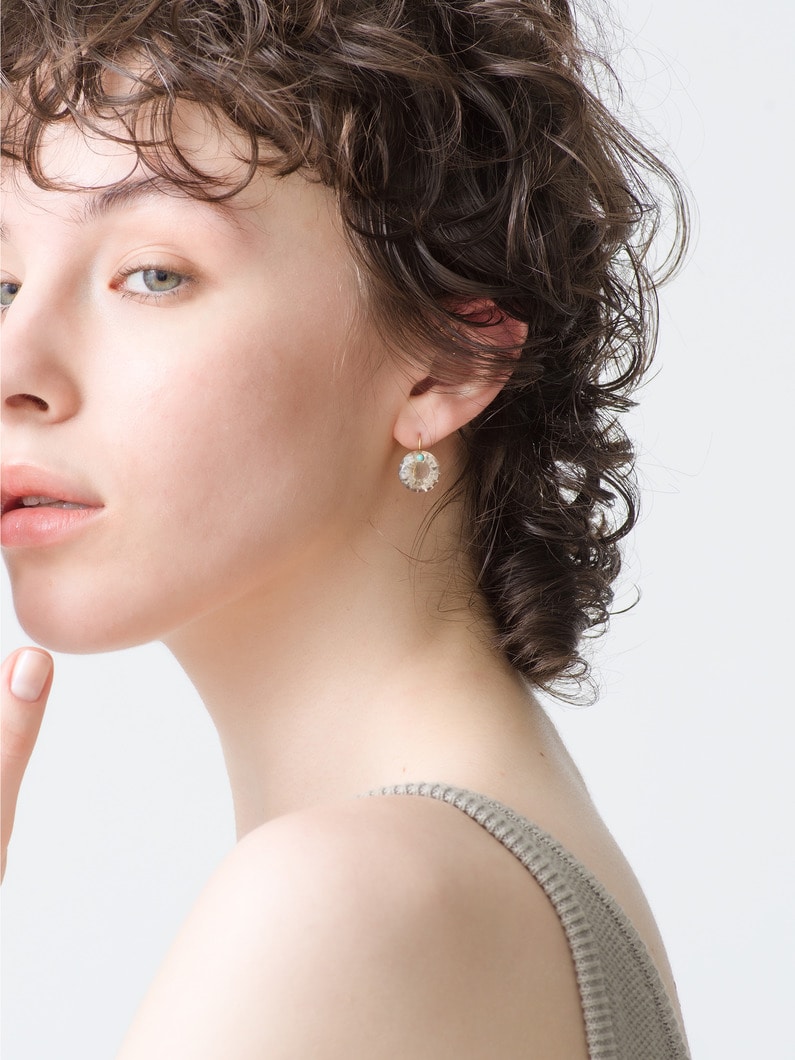 Gem Pierced Earrings (smokey quartz＆turquoise) 詳細画像 gold 2