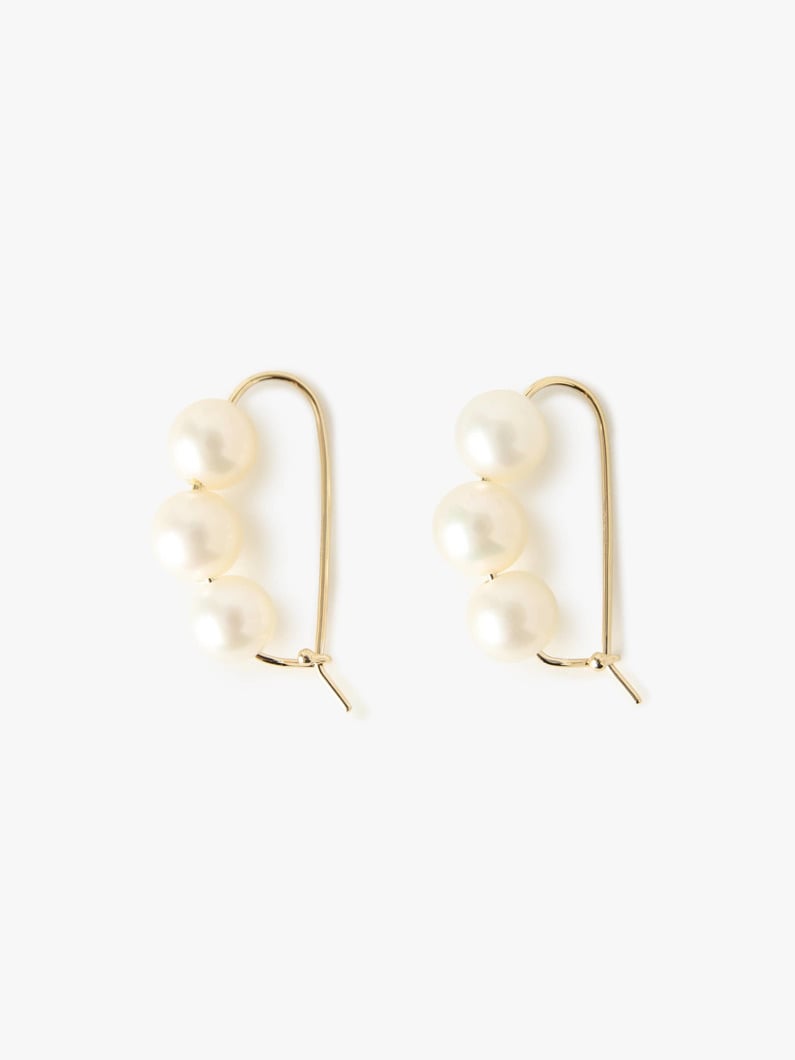 Akoya Pearl Safety Pin Pierced Earrings 詳細画像 yellow gold 2