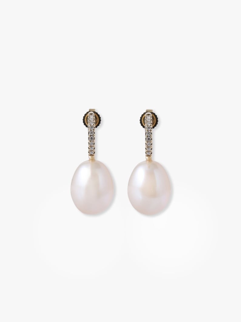 パール＆ダイヤモンド ハーフフープピアス 詳細画像 yellow gold 1